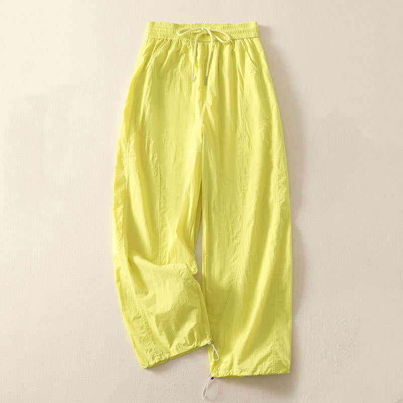 Summer Vintage Plain Drawstring Cuffed Women's Pants With Pockets - Image 27