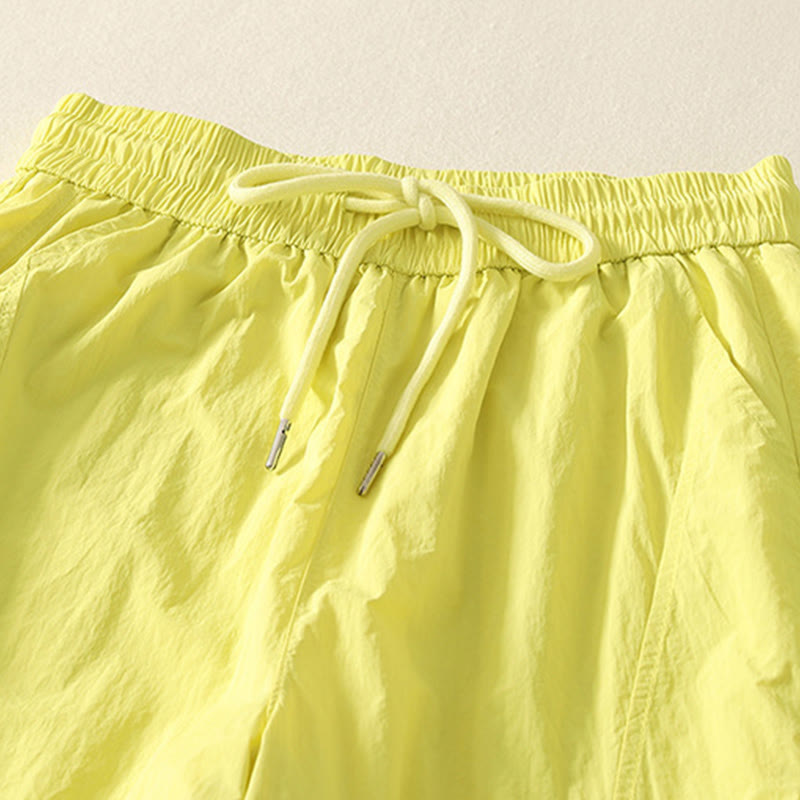 Summer Vintage Plain Drawstring Cuffed Women's Pants With Pockets - Image 30