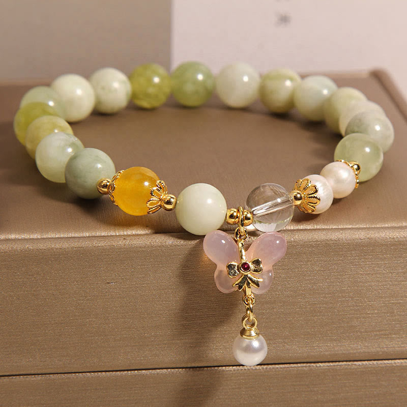 Natural Butterfly Serpentine Jade Yanyuan Agate Luck Bracelet - Image 3