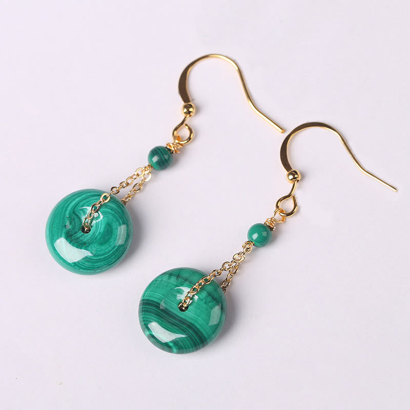 Natural Malachite Peace Buckle Calmness  Earrings
