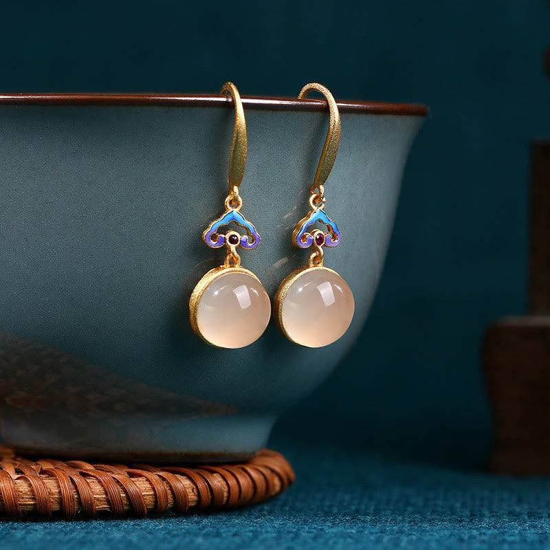 925 Sterling Silver Posts Natural Chalcedony Gold-plated Harmony Earrings