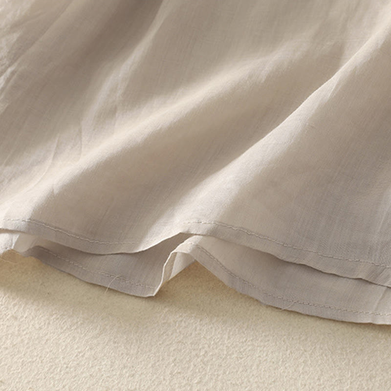 Embroidered V-neck Casual Women's Cotton Linen Half Sleeve T-shirt - Image 5