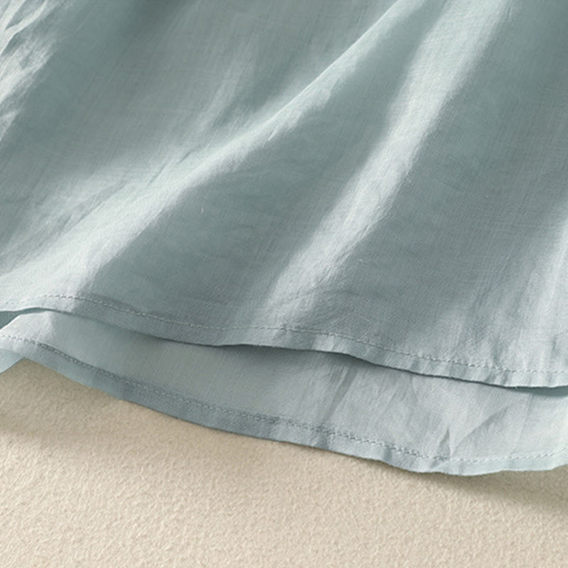 Embroidered V-neck Casual Women's Cotton Linen Half Sleeve T-shirt - Image 10