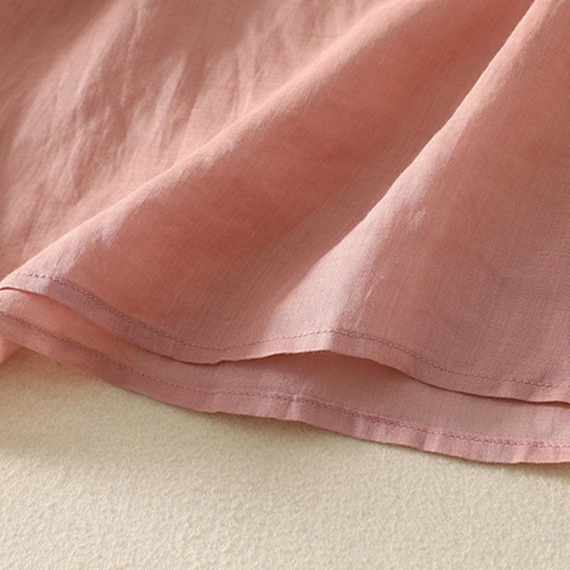 Embroidered V-neck Casual Women's Cotton Linen Half Sleeve T-shirt - Image 17