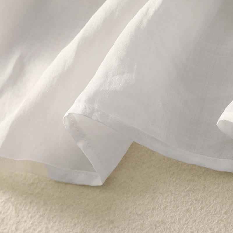 Embroidered V-neck Casual Women's Cotton Linen Half Sleeve T-shirt - Image 27