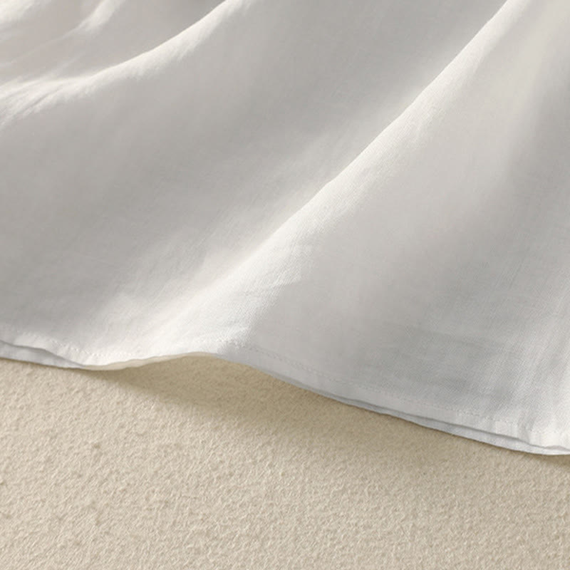 Embroidered V-neck Casual Women's Cotton Linen Half Sleeve T-shirt - Image 26