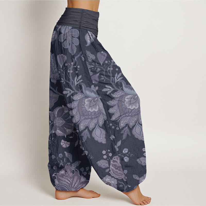 Pure Cotton Casual Peony Women's Elastic Waist Harem Pants - Image 9