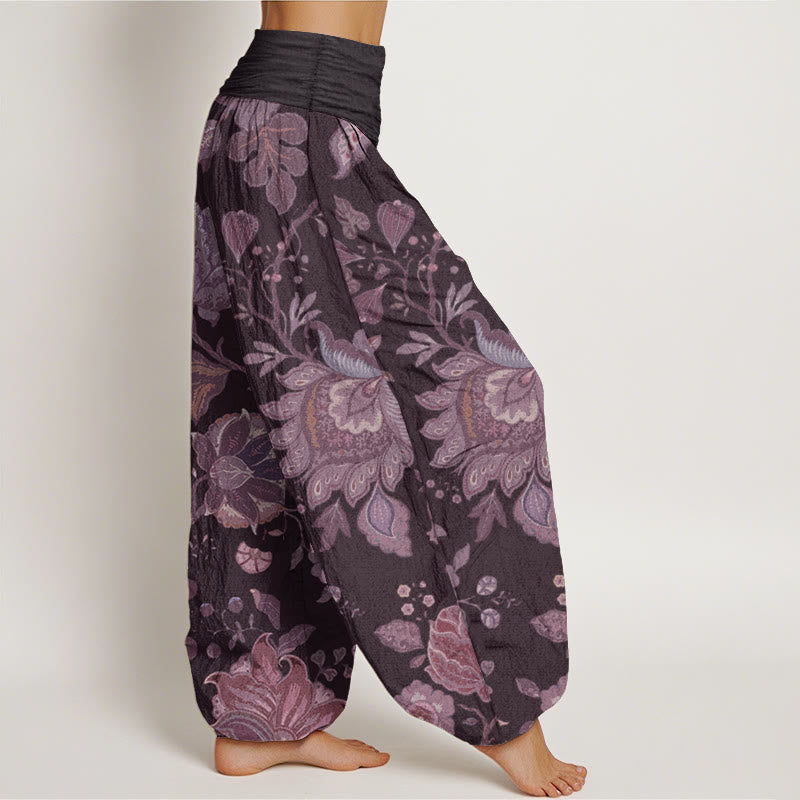 Pure Cotton Casual Peony Women's Elastic Waist Harem Pants - Image 12