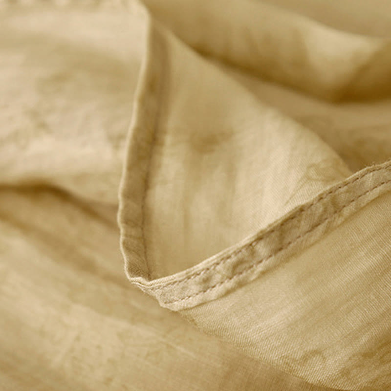 Summer V-Neck Lace-up Short Sleeve Cotton Linen Women's Midi Dress With Pockets - Image 9