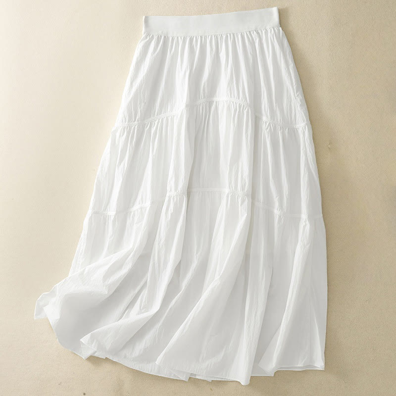 Simple Lines Elastic Waist Women's Skirt With Pockets