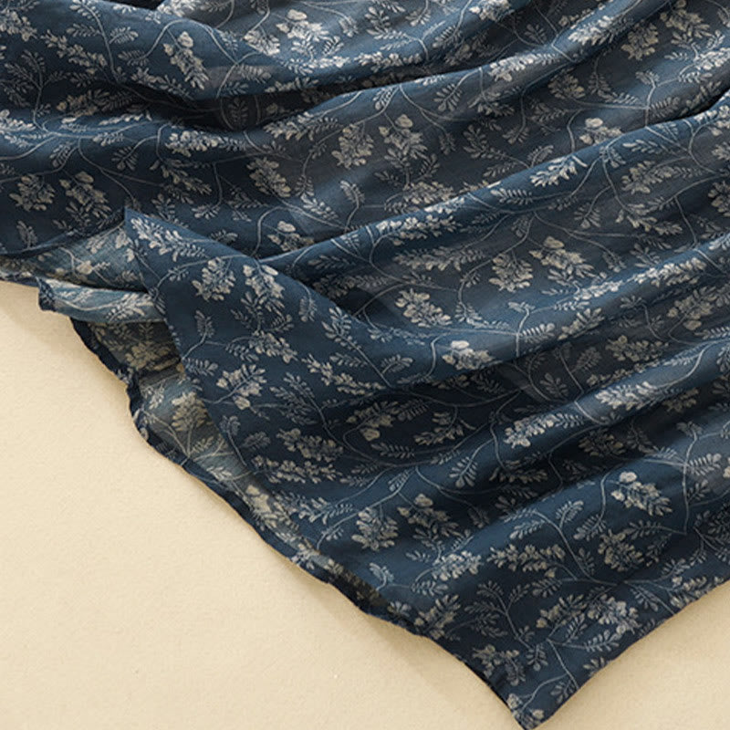 Floral A-line Elastic Waist Cotton Linen Women's Skirt With Pockets - Image 16