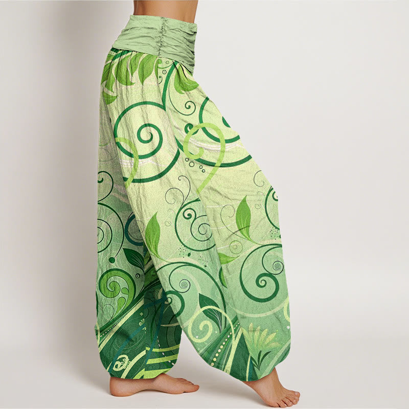 Casual Vining Floral Pattern Women's Harem Pants - Image 3