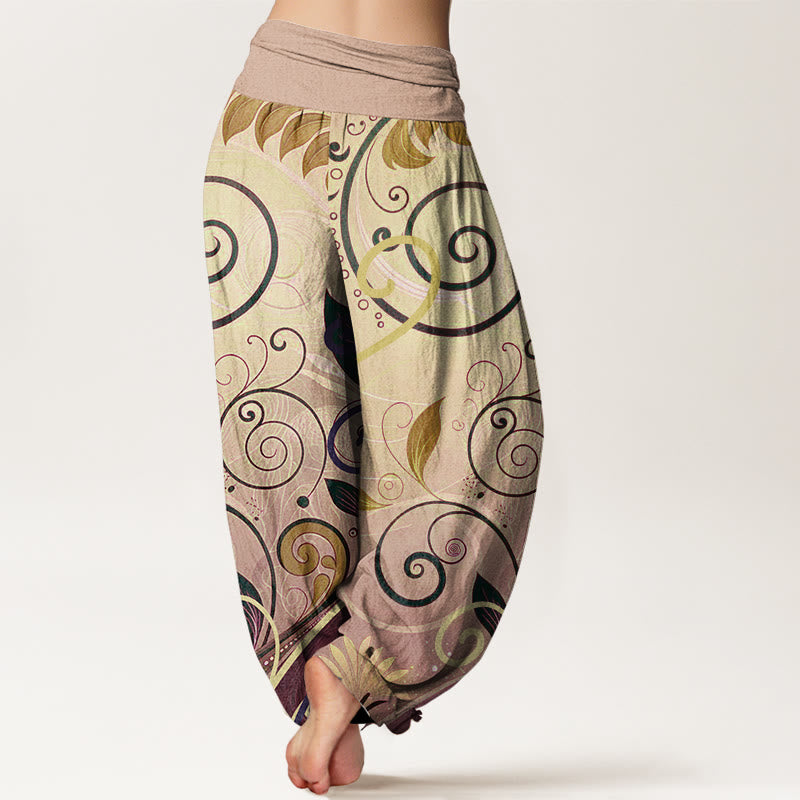 Casual Vining Floral Pattern Women's Harem Pants - Image 9