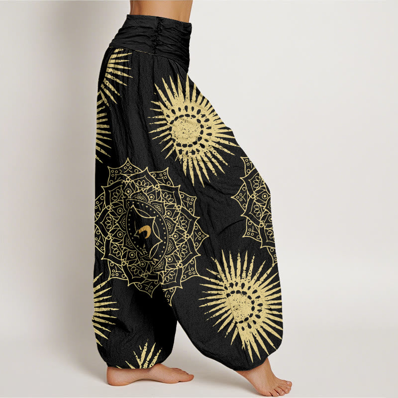 Casual Mandala Om Symbol Sun Pattern Women's Harem Pants - Image 3