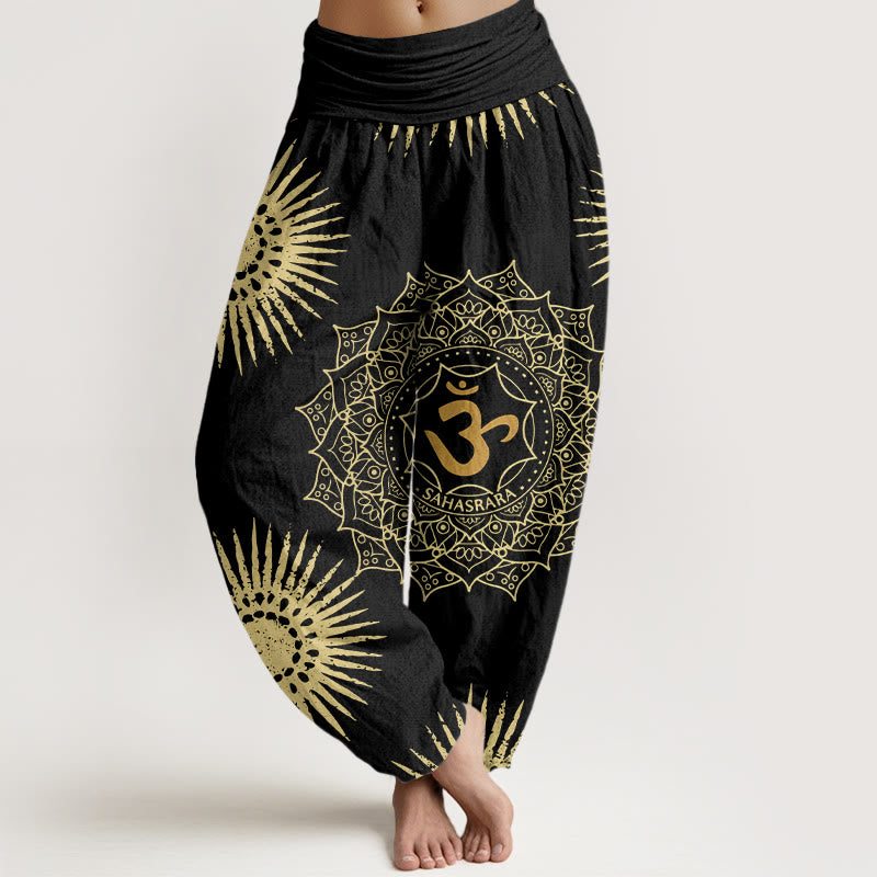Casual Mandala Om Symbol Sun Pattern Women's Harem Pants