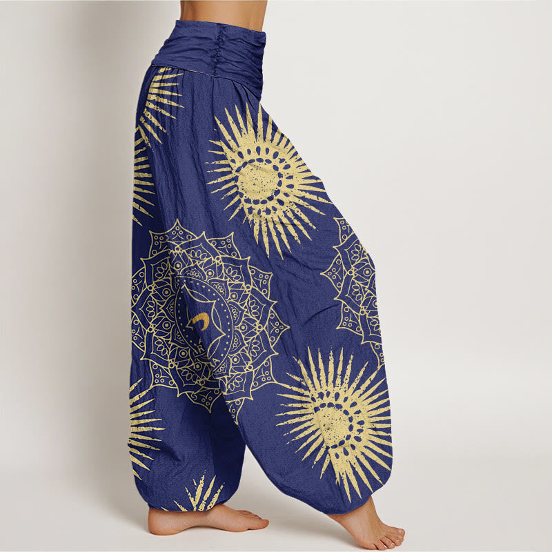 Casual Mandala Om Symbol Sun Pattern Women's Harem Pants - Image 7