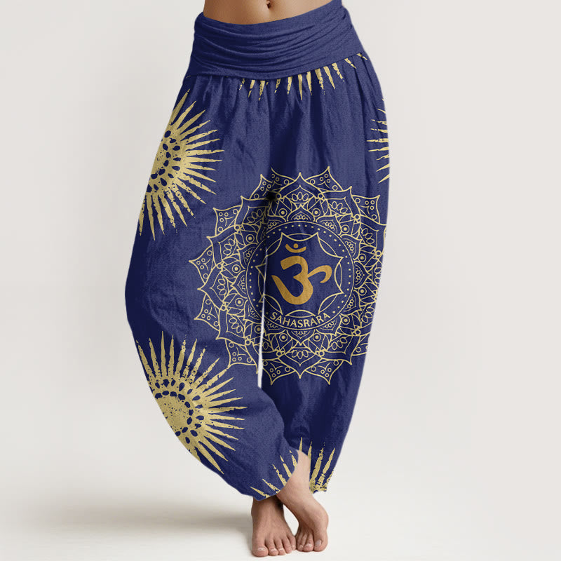 Casual Mandala Om Symbol Sun Pattern Women's Harem Pants - Image 5