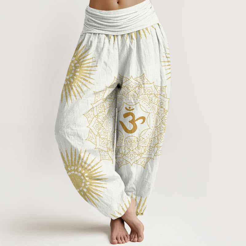 Casual Mandala Om Symbol Sun Pattern Women's Harem Pants - Image 8