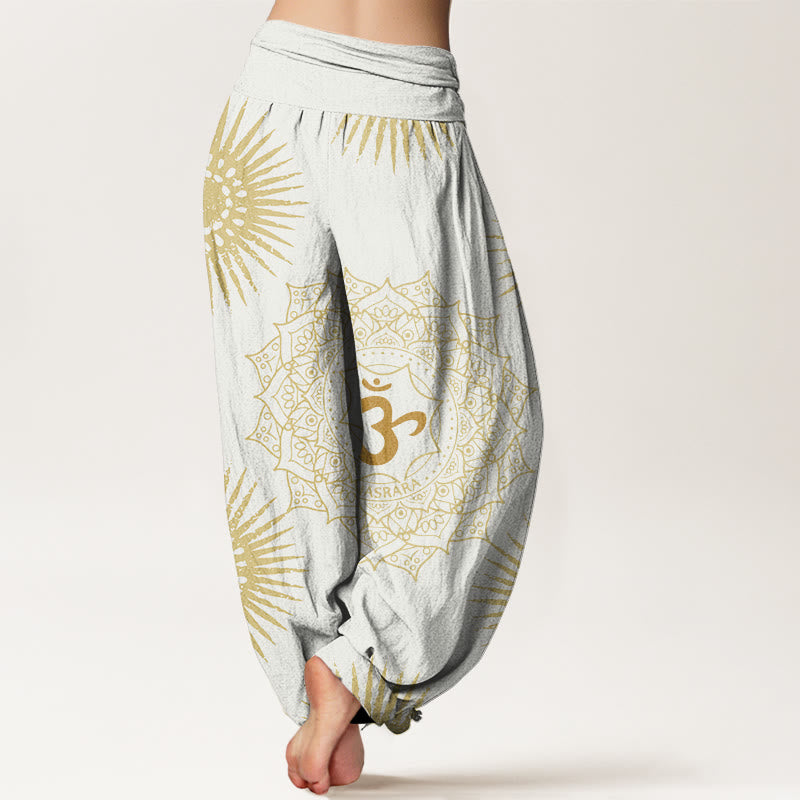 Casual Mandala Om Symbol Sun Pattern Women's Harem Pants - Image 9