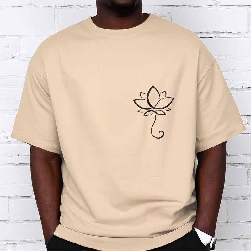 Casual Plain Lotus Flower Pattern Tee T-shirt - Image 12