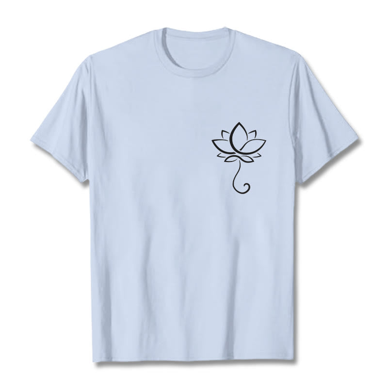 Casual Plain Lotus Flower Pattern Tee T-shirt - Image 19