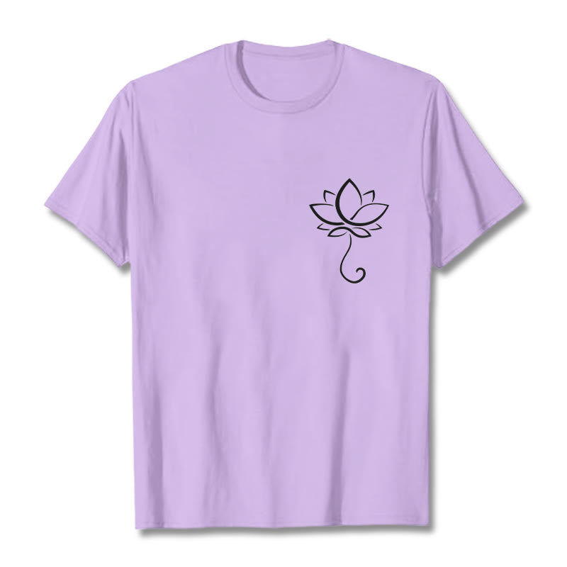 Casual Plain Lotus Flower Pattern Tee T-shirt - Image 17
