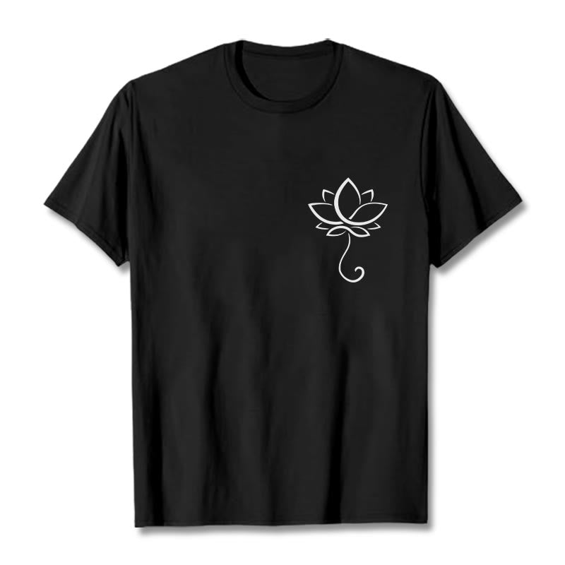 Casual Plain Lotus Flower Pattern Tee T-shirt - Image 4
