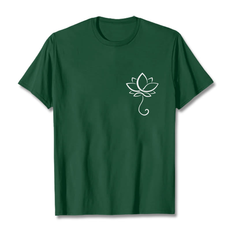 Casual Plain Lotus Flower Pattern Tee T-shirt