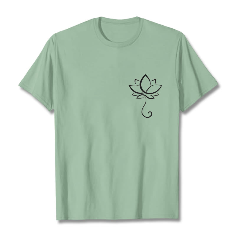 Casual Plain Lotus Flower Pattern Tee T-shirt - Image 15