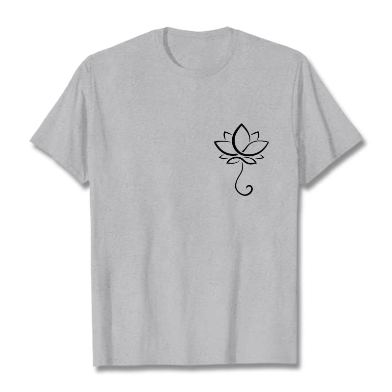 Casual Plain Lotus Flower Pattern Tee T-shirt - Image 20