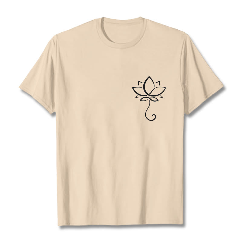 Casual Plain Lotus Flower Pattern Tee T-shirt - Image 11