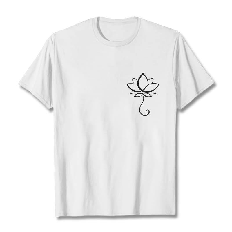 Casual Plain Lotus Flower Pattern Tee T-shirt - Image 8