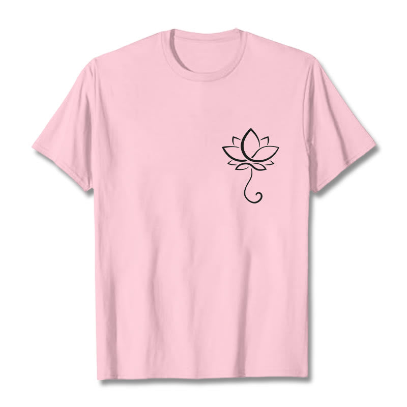 Casual Plain Lotus Flower Pattern Tee T-shirt - Image 13