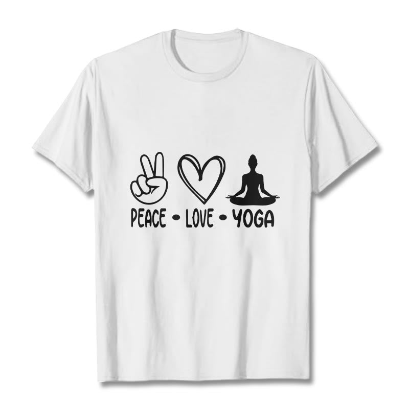 Casual Hand Gesture Heart Yoga Pose Pattern Tee T-shirt