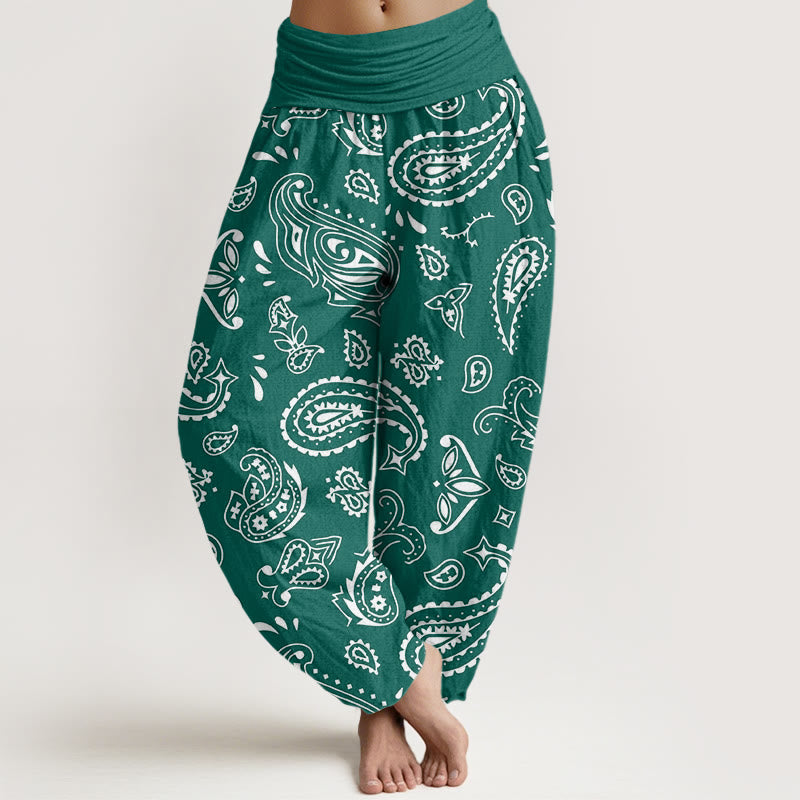 Casual Classic Paisley Motif Women's Elastic Waist Harem Pants