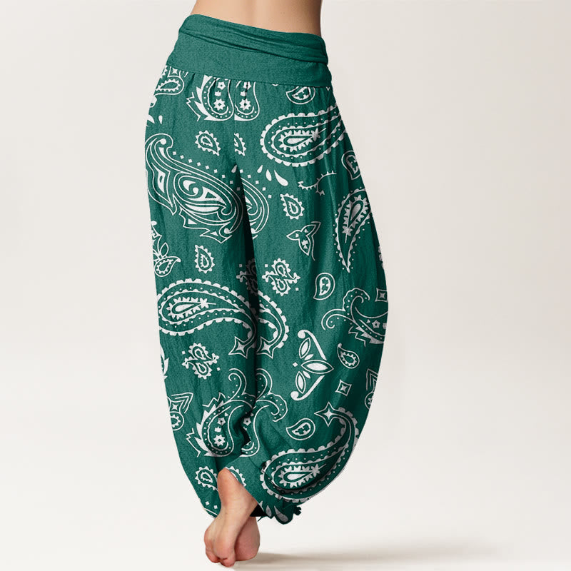 Casual Classic Paisley Motif Women's Elastic Waist Harem Pants - Image 3