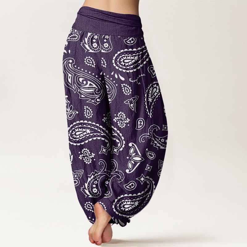 Casual Classic Paisley Motif Women's Elastic Waist Harem Pants - Image 7