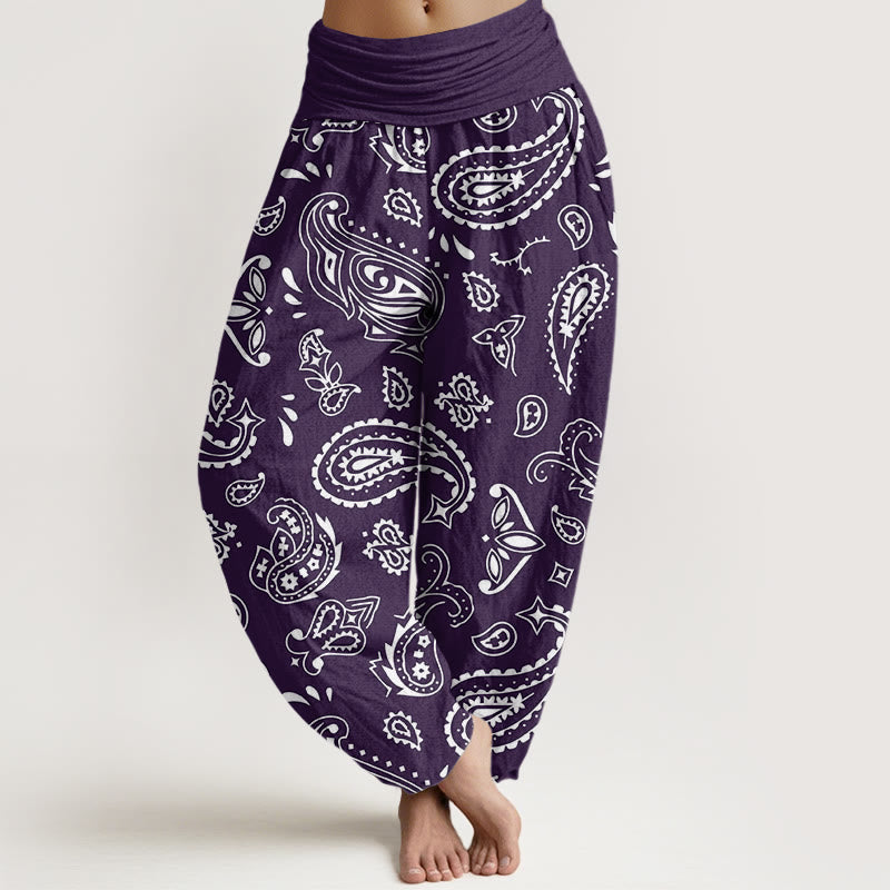 Casual Classic Paisley Motif Women's Elastic Waist Harem Pants - Image 5