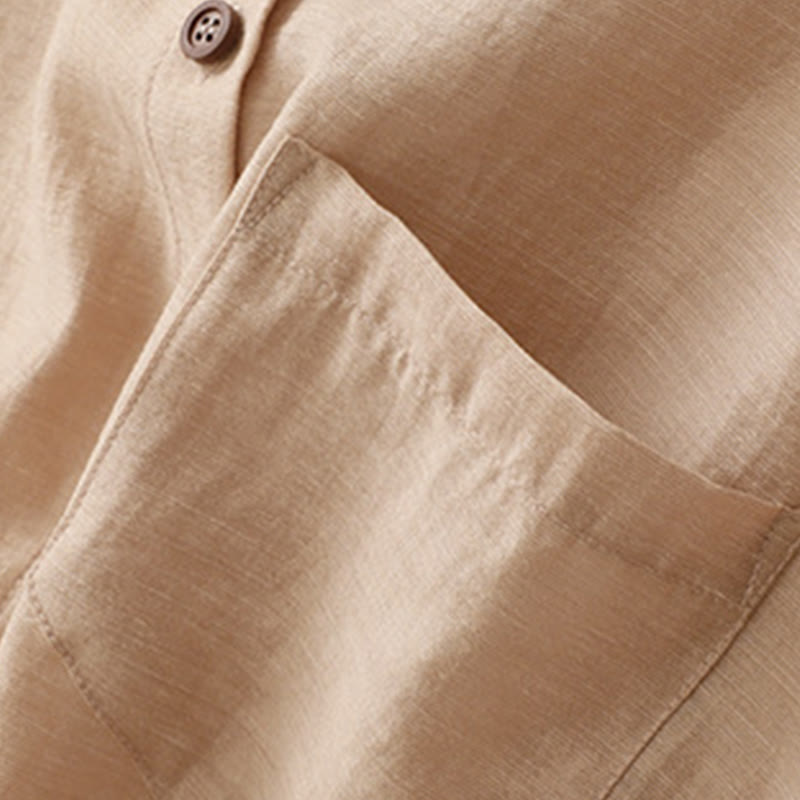 2Pcs Short Sleeve Shirt 7-8 Length Skirt With Pockets Cotton Linen Women's Set - Image 18