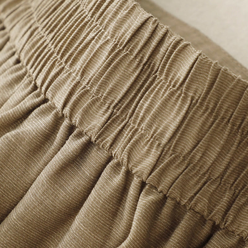 2Pcs Short Sleeve Shirt 7-8 Length Skirt With Pockets Cotton Linen Women's Set - Image 10