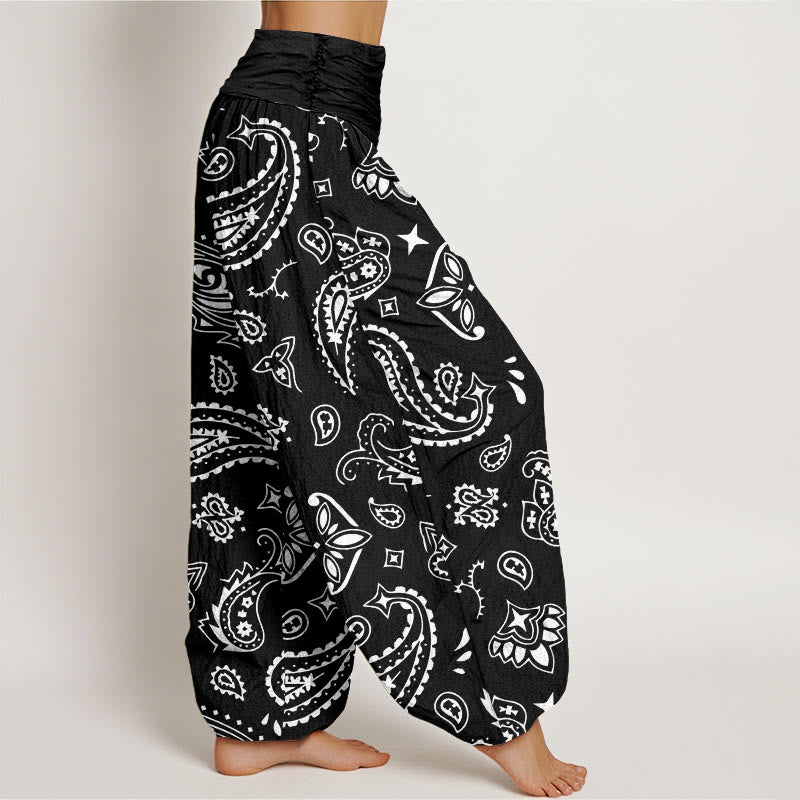Casual Classic Paisley Motif Women's Elastic Waist Harem Pants - Image 9
