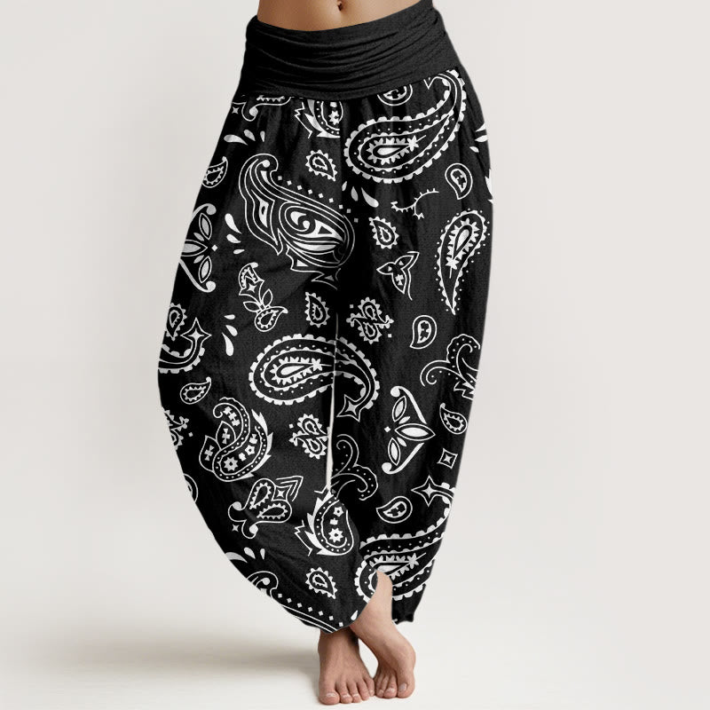 Casual Classic Paisley Motif Women's Elastic Waist Harem Pants - Image 8