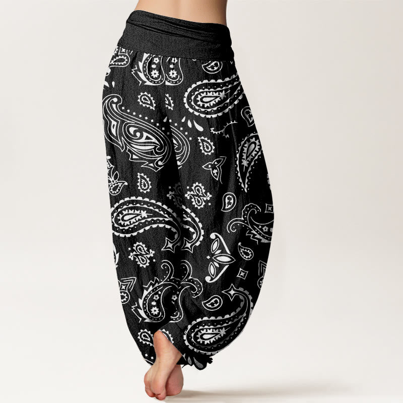 Casual Classic Paisley Motif Women's Elastic Waist Harem Pants - Image 10