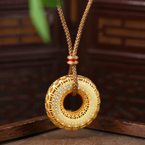 Copper Coin Pattern Peace Buckle Copper Auspicious Necklace Pendant