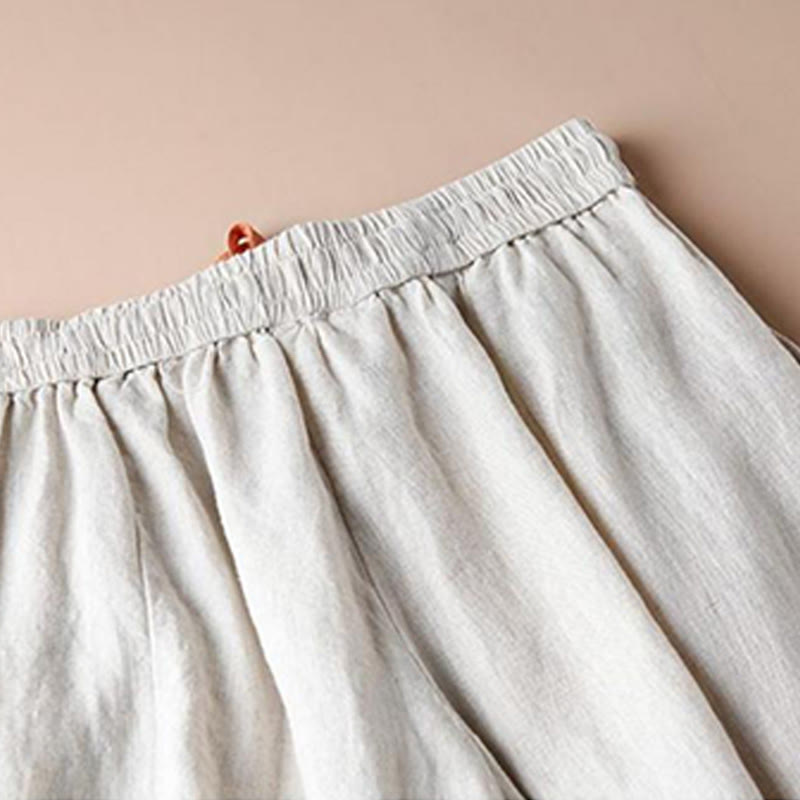 Casual Cotton Slit Hem Women's 7-8 Length Wide Leg Pants With Pockets - Image 4