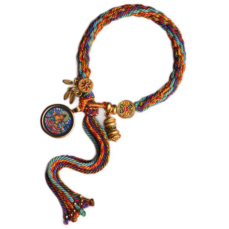 Thangka Tibetan Chinese Zodiac Zakiram Colorful Rope Connection String Bracelet - Image 3