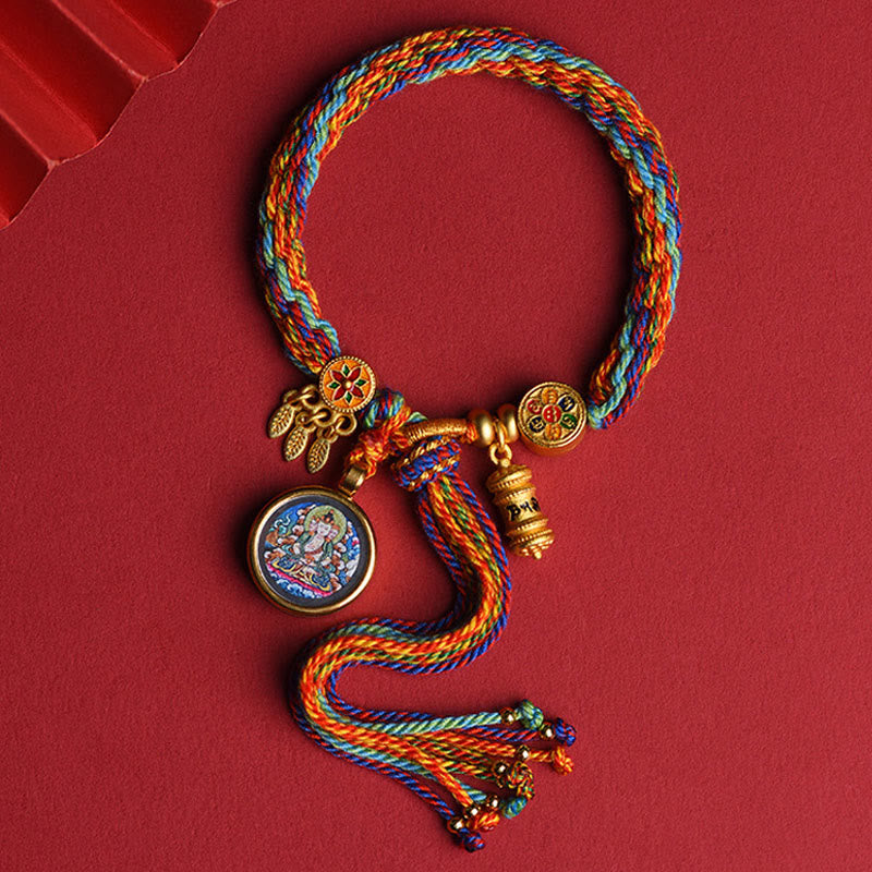 Thangka Tibetan Chinese Zodiac Zakiram Colorful Rope Connection String Bracelet