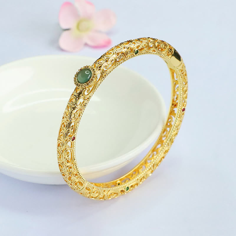 Cloud Pattern Jade Copper Luck Bracelet Bangle 2.36 IN (60 MM) - Image 12