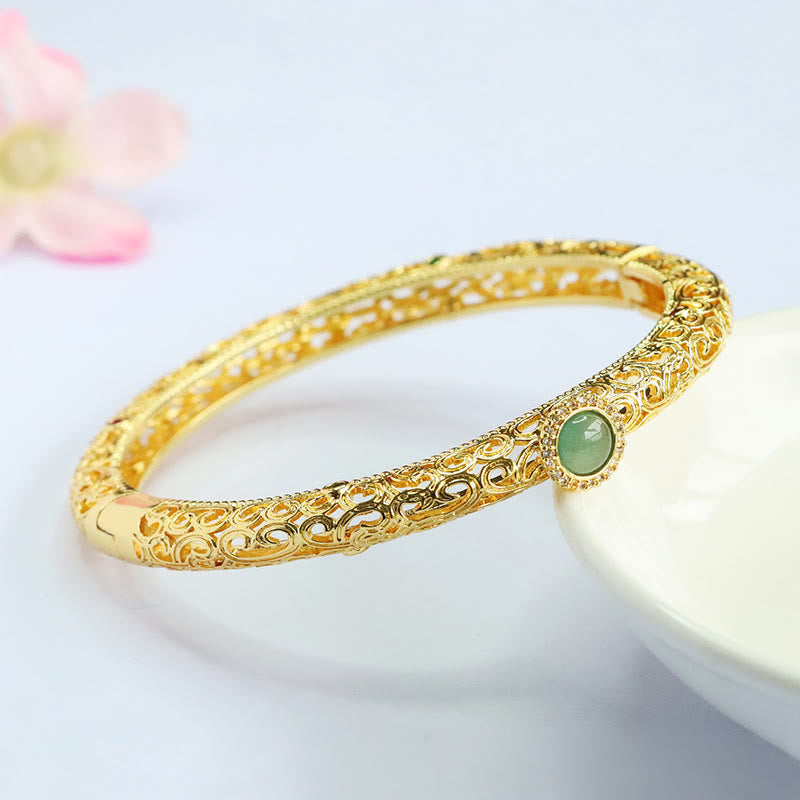 Cloud Pattern Jade Copper Luck Bracelet Bangle 2.36 IN (60 MM) - Image 9