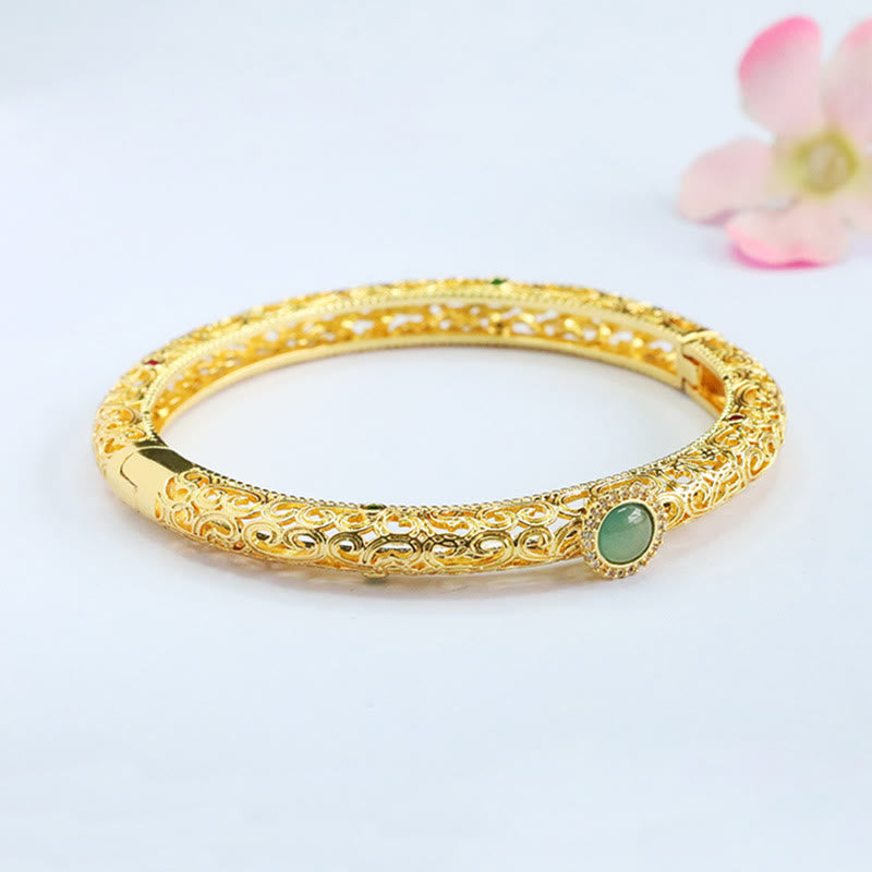 Cloud Pattern Jade Copper Luck Bracelet Bangle 2.36 IN (60 MM) - Image 11